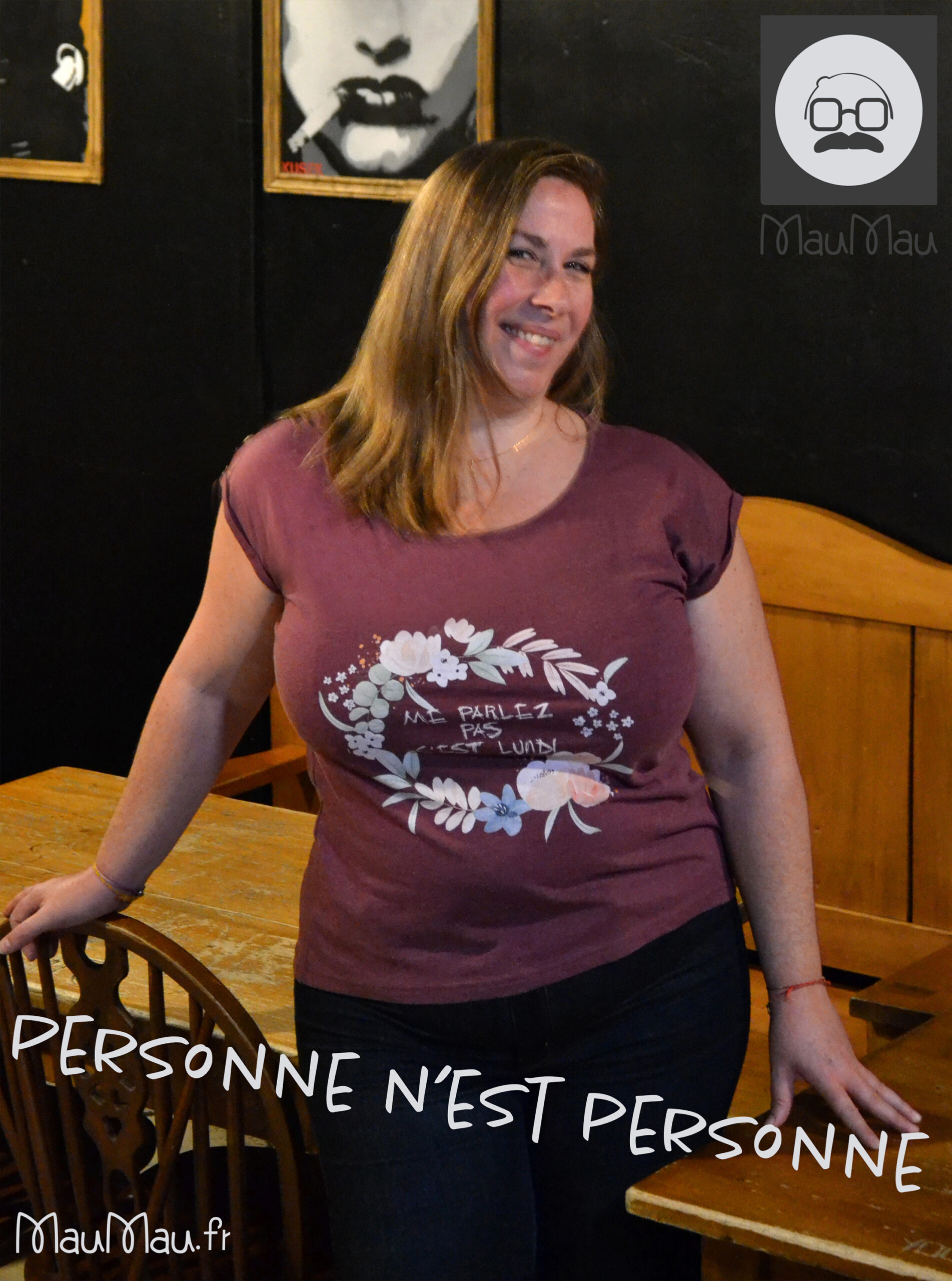 tee-shirt femme bordeaux imprimé ne me parlez pas c'est lundi